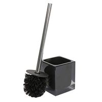 Bath Bliss Free Standing Infused Cube Design Toilet Brush & Holder Set, Weighted Base, Decorative, Black