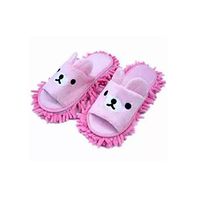 Liitrton 1 Pair Washable Mop Slippers Shoes Microfiber Chenille Reusable Dust Dirt Hair Cleaner for Office House Polishing Cleaning (Pink)
