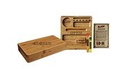 100% Authentic Raw Home Storage Wood Boxes Bundled with Two Exclusive Destroyer Plastics Doob Tubes One Large One Small (RAW Back Flip Bamboo Rolling Tray: 9.4″ x 8.6″)