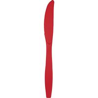 Club Pack of 288 Classic Red Premium Heavy-Duty Plastic Party Knives