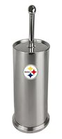 The Furniture Cove Stainless Steel Finish Toilet Brush with Holder Featuring Your Favorite Football Team Logo Vinyl Decal (Steelers)