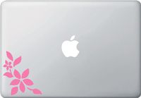 Yadda-Yadda Design Co. Plumeria - Design 1 - MacBook or Laptop Vinyl Decal - Copyright (3.5" w x 4" h) (Left) (Color Variations Available) (Pink)