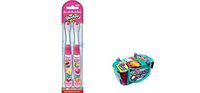 Shopkins 2 Pack Manual Toothbrush and Bonus Shopkins Season 3 Single Blind Basket Bundle- 2 Items