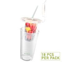 Mind Reader 'Zest' 24 oz Disposable Cups with Fruit Infuser, Lid, Straw, (18 Pack), Clear