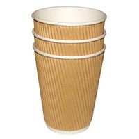 WIN-WARE 40 x Disposable Hot drinks Cups / Mugs. Suitable for Teas, Coffees , Espresso and all Hot Beverages. Insulated Ripple Wall Cups for parties, BBQs, Picnics and Events (Capacity: 16 oz)