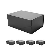 PACKHOME 5 Gift Boxes 9.5x7x4 Inches, Groomsman Boxes, Rectangle Collapsible Boxes with Magnetic Lids for Gift Packaging (Matte Black, Grid Pattern）