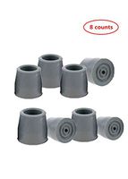 Crutch Tips - Replacement Medical Walker Drive Cane or Commode Caps, 1 Inch, 8 Counts, Gray
