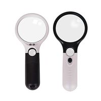 Baitaihem 2 Pack Magnifying Glass 3 X 45X Handheld Magnifier with 3 LED Lights for Reading Maps, Watching Newspaper, Jewelry Loupes, Watch Repair
