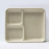 Total Papers, 9.5"x 8" Three Compartment Tray, 500 per case. Environmentally Responsible 100% Biodegradable, Compostable Wheat Straw Fiber (NO white color Bagasse, NOT Bleached) Tree Free