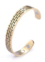 cooltime Stainless Steel Magnetic Therapy Bracelet Wall Geometric Bangle Cuff for Women and Men (Gold)