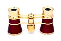 Finissimo Optics 3x25 Traditional Burgundy Opera Glasses / Theater Binoculars / with Gold Trim