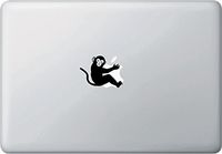 Monkey Hugging D1 - MacBook or Laptop Vinyl Decal - Copyright 2015 Yadda-Yadda Design Co. (2.5" w x 1.75" h) (Black)