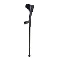 Wanson Forearm Crutch Adult Full Sleeve Forearm V-Front Opening Cane Buffer Knee Pressure Cane Black Aluminum Forearm Crutch Height Adjustable 70~92.5Cm