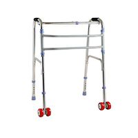 PIWYHOW Compact Elderly Folding Height Adjustable Walker, Aluminum Alloy Pulley Disabled Person Walking Rehabilitation Equipment, Walking Aid Health Care Chair