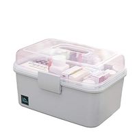 YOUTHUP Double-Layer Medicine Box, Family Capacity First Aid Kit, Suitable for Desktop Storage of Medicines, Skin Care Products (L, Gray)