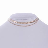 Meolin Choker Necklace Jewelry For Women Fishbone Chain Necklace Punk Style Accessory,Gold,30cm+10cm