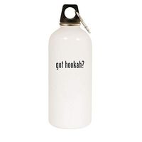 got hookah? - 20oz Stainless Steel White Water Bottle with Carabiner, White