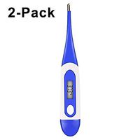 Precision Thermometer for Fever Test with Flexible Tip, LCD Digital Body Temperature Accurate & Fast Reading Oral Cavity, Rectum, Armpit Thermometer for Baby, Child & Adult (2 Pack, Blue) in Stock