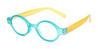Readers.com Reading Glasses: The Flamingo Reader, Plastic Round Style for Men and Women - Blue/Yellow, 2.75