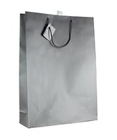 12-PC Solid Color Gift Bags, Matt Laminated, Silver Color