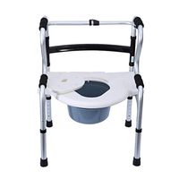 OMLTER Rollator Without Wheels, Shower Chest Chair Foldable Rollator, Height Adjustable, Walker Transport Chair with Folding Seat, Mobility Aid for Older Adults Bariatric