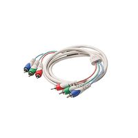12' FT 3-RCA Component Video Cable Male to Male Python RGB Mini Ultra Flex Satin Ivory Oxygen Free HDTV Video Signal Transfer PVC Jacket Plug Connector Interconnect Cable