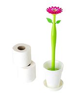Vigar Flower Power Toilet Brush Set, Nylon Cleaning Brush with Daisy-Shaped Handle, Flower Pot Base with Saucer