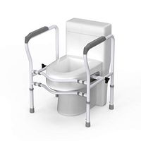 Stand Alone Toilet Safety Rails with Adjustable Height Width for Toilet with Easy Installation Bathroom Safety Frame Toilet Assist and Grab Bar (Gray)