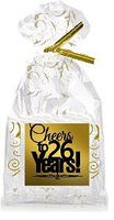 CakeSupplyShop Item#026CTC 26th Birthday/Anniversary Cheers Metallic Gold & Gold Swirl Party Favor Bags with Twist Ties