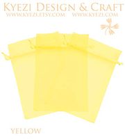 100 Pcs Yellow 3x4 Sheer Drawstring Organza Bags Jewelry Pouches Wedding Party Favor Gift Bags Gift Bags Candy Bags [Kyezi Design and Craft]