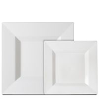 Premium 40 Pack White Square Plastic Plates - Includes 20 Dinner Plates and 20 Salad Plates by Alpha & Sigma