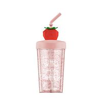 Meet&sunshine Summer Fruit Printed Portable Straw Cup, Cold Water Bottle Drinkware (C)