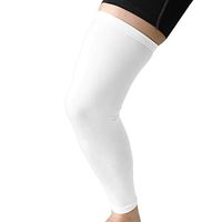 uxcell White XL Size Long Outdoor Sport Stretch Brace Leg Sleeve Knee Calf UV Protector