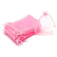 Dealglad 50pcs Drawstring Organza Jewelry Candy Pouch Christmas Wedding Party Favor Gift Bags (8x12", Pink)