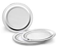 " OCCASIONS" 240 Plates Pack, Heavyweight Disposable Wedding Party Plastic Plates (10.5'' Dinner Plate, Soleil White & Silver)