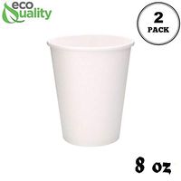 2 Pack of 250 ct - White Hot Drink Paper Cups 8 oz by EcoQuality - Disposable Coffee Cups, Recyclable, Compostable, Great for Office, Breakrooms, Restaurants, Coffee Shops, Tea Shops, Latte, Chai