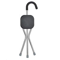 Crutch Folding Walker Cane Aluminum Slip Stool Old Man Three Feet Support Lightweight 2 Color MUMUJIN (Color : Black)