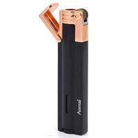 AOMAI 7101 Windproof Jet Torch Flame Butane Viewable Cigar Cigarette Lighter with Lock Black