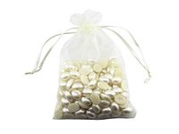 7.8 x 11.8 Inch Ivory Color Pale Yellow Color Bags 100 Pack Ivory/Pale Yellow Drawstring Bags Gold Silver Fabric Jewelry Gift Pouch Candy Pouch Wedding Favors (Ivory/Pale Yellow)