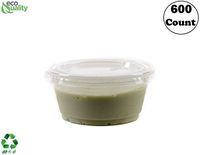 3.25 Ounce Clear Plastic Disposable Portion Cups with Lids 600 Pack by EcoQuality, Jello Shot, Souffle Cups, Condiments, Sampling Cups, Complements (3.25 oz)