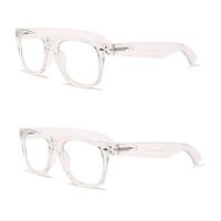 2 Pairs Transparent Neon Color Deluxe Reading Glasses - Comfortable Stylish Simple Readers Rx Magnification (Clear, 1.75)