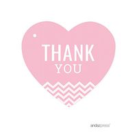 Andaz Heart Gift Tags, Chevron Style, Thank You, Blush Pink, 30-Pack