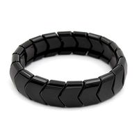 eleecolorful Black Tourmaline Bracelet Health Ion Beads Stretch Bracelet Wristband Stretch (Black)