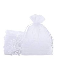 Outdoorfly 100PCS Organza Bags 4x6" White Drawstring Jewelry Pouches Mesh Bags Baby Shower Party Wedding Favor Gift Bags Chocolate Candy Sample Bags (White)