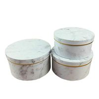 lzndeal 3 Pcs Florist Flowers Gifts Box Marble Pattern Round Packing Case for Wedding Party