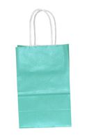 Premier Packaging AMZ-204003 15 Count Colors on White Shopper Gift Bag, 5.25 by 8.25-Inch, Turquoise