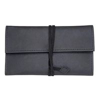 Boshiho Genuine Leather Roll Up Tobacco Pouch with Rolling Tip Paper Holder Slot (Black (M))