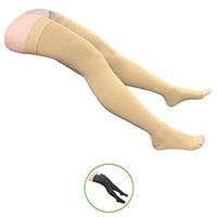 HealthyNees Thigh Open Toe 20-30 mmHg Compression Knee High Wide Calf Leg Socks (Beige, 5X-Large)