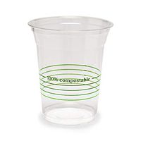 Cleancups, 100% Compostable disposable cup, PLA clear cold cups, 12oz party cups (100pack)