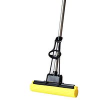 Professional Roller Roller Sponge Mop Handle Wide Yellow Sponge With Extendable Handle (Color : Black, Size : 83-109x28cm)